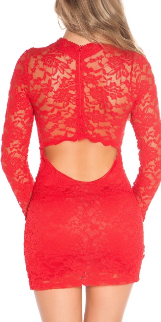 minidress backless with lace Red